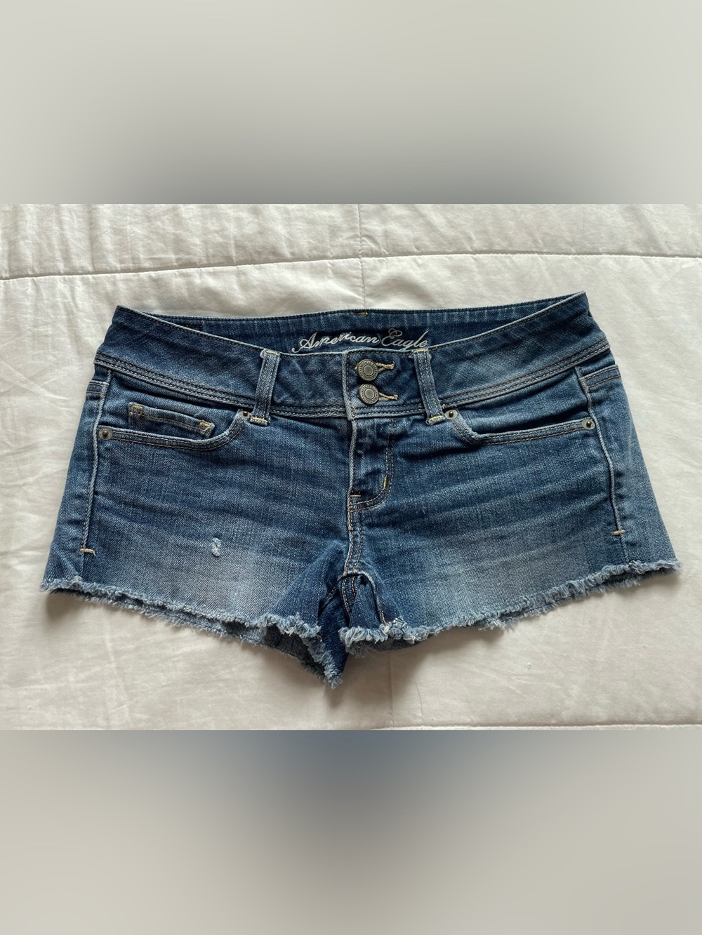 American Eagle Y2K Low Rise Micro Mini Denim Shorts 4 2000s Preppy Cute Casual